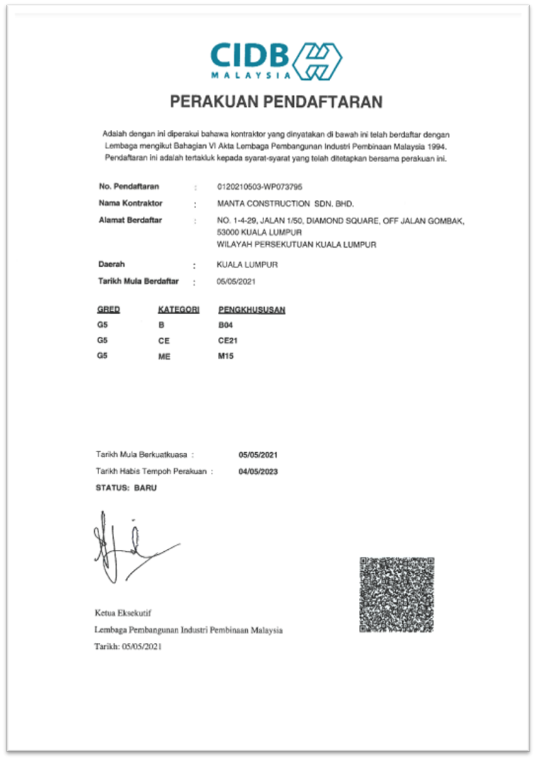 CIDB Certificate
